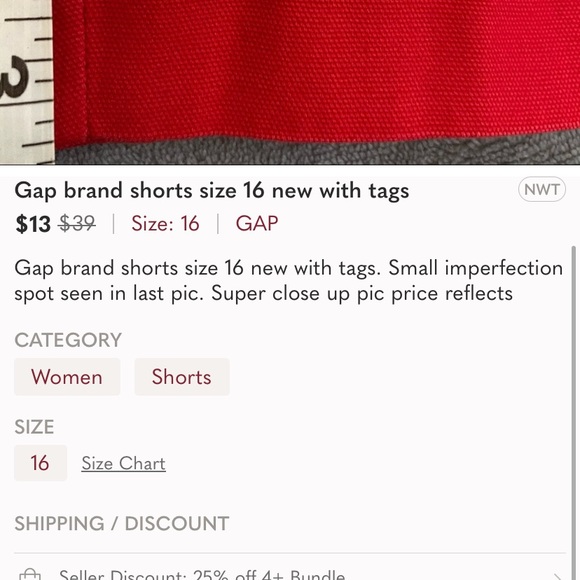Gap brand shorts size 16 new with tags - Picture 9 of 11